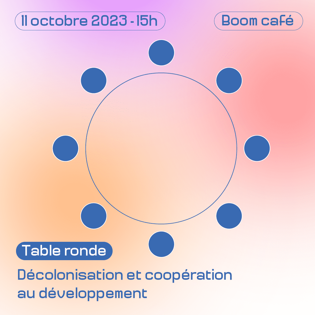 Table ronde : Décolonisation et coopération au développement 11 octobre - 15h - Boom café (Rue Pletinckx 7, 1000 Bruxelles)